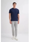 4051 Bisiklet Yaka Desenli Erkek T-Shirt LACİVERT