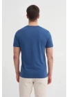 4165 Bisiklet Yaka Baskılı Erkek T-Shirt İNDİGO