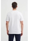 4188 Bisiklet Yaka Baskılı Erkek T-Shirt Beyaz