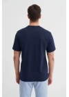 4188 Bisiklet Yaka Baskılı Erkek T-Shirt Lacivert