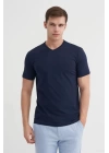 4624 Basıc V Yaka Erkek T-Shirt Lacivert