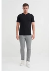 4624 Basıc V Yaka Erkek T-Shirt Siyah