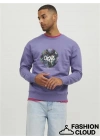 Bisiklet Yaka Baskılı Sweatshirt