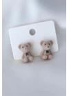 Açık Kahverengi Renk Ayıcık Figür Kadın Küpe