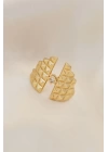 Ayarlamalı Gold Renk Metal Zirkon Taşlı Piramit Yüzük