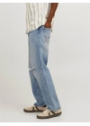 Boru Paça Yırtmaçlı %100 Pamuk Erkek Denim