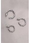 Burgu Model Gümüş Metal Küpe Seti