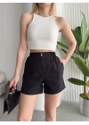 Çıtçıtlı gabardin şort