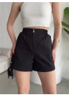 Çıtçıtlı gabardin şort
