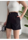Çıtçıtlı gabardin şort