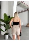 Çıtçıtlı gabardin şort