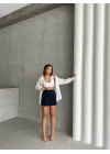 Çizgili şort etek