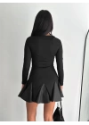 Eteği kloş crep mini elbise s1267