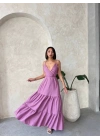 Fırfırlı katlı elbise s255049