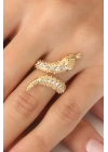 Gold Renk Ayarlanabilir Zirkon Taşlı Kadın Yılan Yüzük