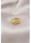 Gold Renk Metal Zincir Model Taşlı Kadın Yüzük