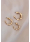 Gold Renk Yılan Model Metal Küpe Seti
