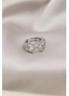 Gümüş Renkli Metal Zirkon Taşlı Kadın Yüzük
