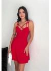 İnce çift askılı mini elbise