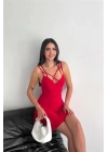 İnce çift askılı mini elbise