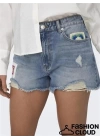 İşlemeli Denim Kadın Şort