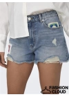 İşlemeli Denim Kadın Şort