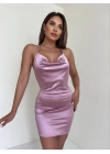 Kadın boyundan ince askılı elbise s3585