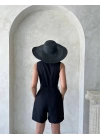 Kuşaklı şortlu tulum