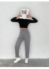 Örme Krep Pantolon Çift Düğmeli