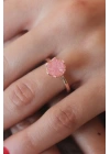 Pembe Lotus Çiçek Figür Gold Renk Kadın Yüzük