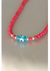 Pembe Renk Tahta Boncuklu Kadın Kolye
