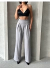 Pileli keten pantolon s255046