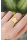 Pirinç Gold Renk Ayarlanabilir Kalın Tırtık Yüzük