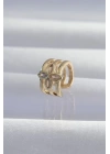 Pirinç Gold Renk Yonca Earcuff Küpe