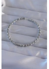 Pirinç Gümüş Renk Oval Detaylı Bileklik