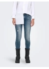 Püsküllü Paça Slim Fit Yüksek Bel Kadın Kot Pantolon