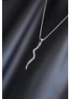 Silver Renk Metal Zirkon Taşlı Şimşek Kolye
