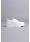 SLW151 Boost Bağcıklı Cilt Erkek Günlük Sneaker Ayakkabı BT - Beyaz