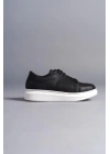SLW151 Boost Bağcıklı Cilt Erkek Günlük Sneaker Ayakkabı BT - Siyah