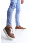 SLW151 Boost Bağcıklı Cilt Erkek Günlük Sneaker Ayakkabı BT - Taba