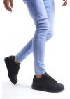 SLW151 Boost Bağcıklı Cilt Erkek Günlük Sneaker Ayakkabı ST - Siyah