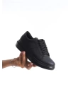 SLW151 Boost Bağcıklı Cilt Erkek Günlük Sneaker Ayakkabı ST - Siyah