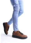 SLW151 Boost Bağcıklı Cilt Erkek Günlük Sneaker Ayakkabı ST - Taba