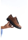 SLW151 Boost Bağcıklı Cilt Erkek Günlük Sneaker Ayakkabı ST - Taba