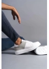 SLW151 Boost Bağcıklı Cilt Süet Erkek Günlük Sneaker Ayakkabı BT - Beyaz/Gri