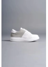 SLW151 Boost Bağcıklı Cilt Süet Erkek Günlük Sneaker Ayakkabı BT - Beyaz/Gri