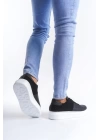 SLW151 Boost Bağcıklı Cilt Süet Erkek Günlük Sneaker Ayakkabı BT - Siyah