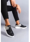 SLW151 Boost Bağcıklı Cilt Süet Erkek Günlük Sneaker Ayakkabı BT - Siyah/Gri