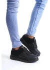 SLW151 Boost Bağcıklı Cilt Süet Erkek Günlük Sneaker Ayakkabı ST - Siyah