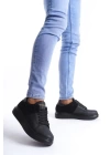 SLW151 Boost Bağcıklı Cilt Süet Erkek Günlük Sneaker Ayakkabı ST - Siyah